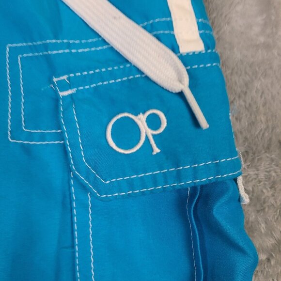 Ocean Pacific Mens Swim Trunks Blue‎ Size L (36-38) Cargo Style Drawstring Mesh - Picture 4 of 9